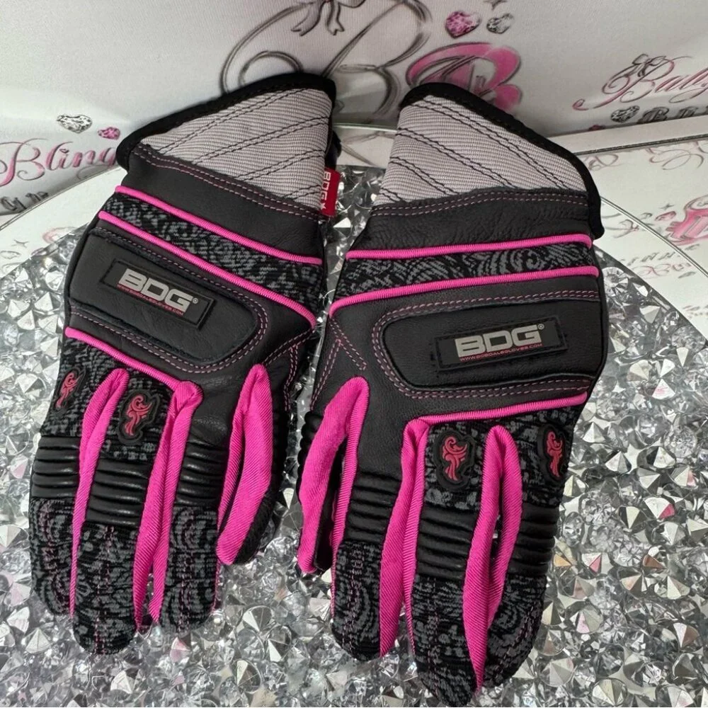 Bob dale gloves pink goat skin leather moveable work gloves mitts working padded